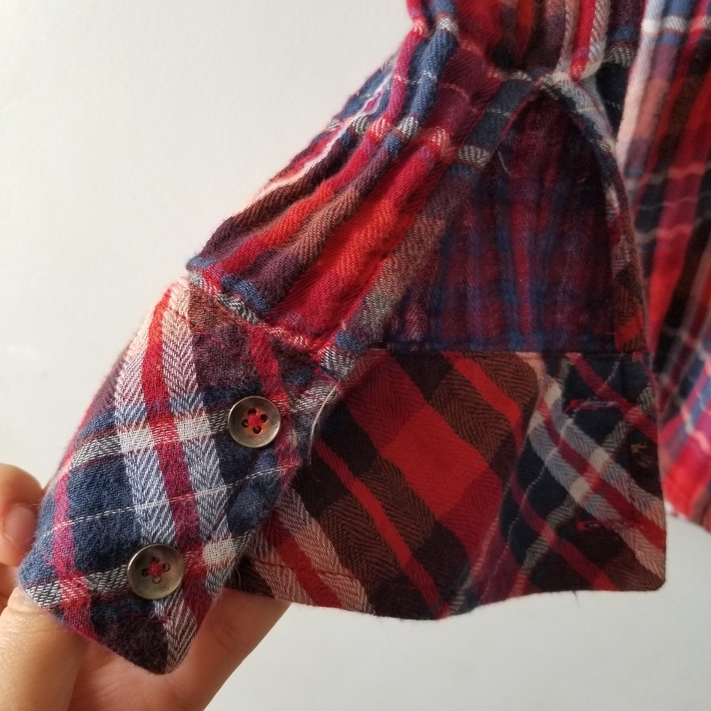 Free People Magical Plaid Embroidered Button Down Shirt Small - Picture 8 of 13